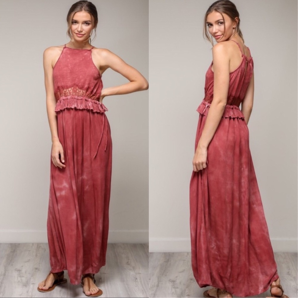 ✨LAST✨3 PACK CRANBERRY MINERAL WASH DRESS